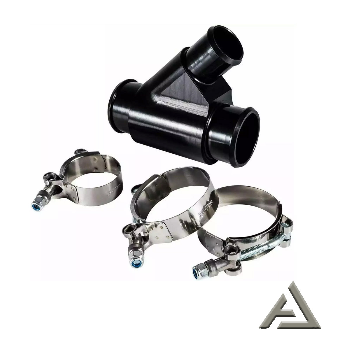 Black Weldless Dual Radiator Coolant Y-Pipe For 2013-2019 Dodge RAM 6.7L Cummins