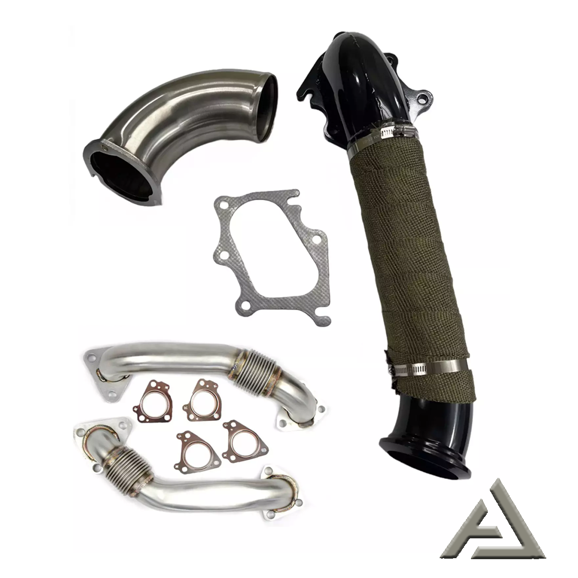 3" Turbo Exhaust Pipe Horn Up Pipes For 2001-2004 Chevy GMC 6.6L LB7 Duramax