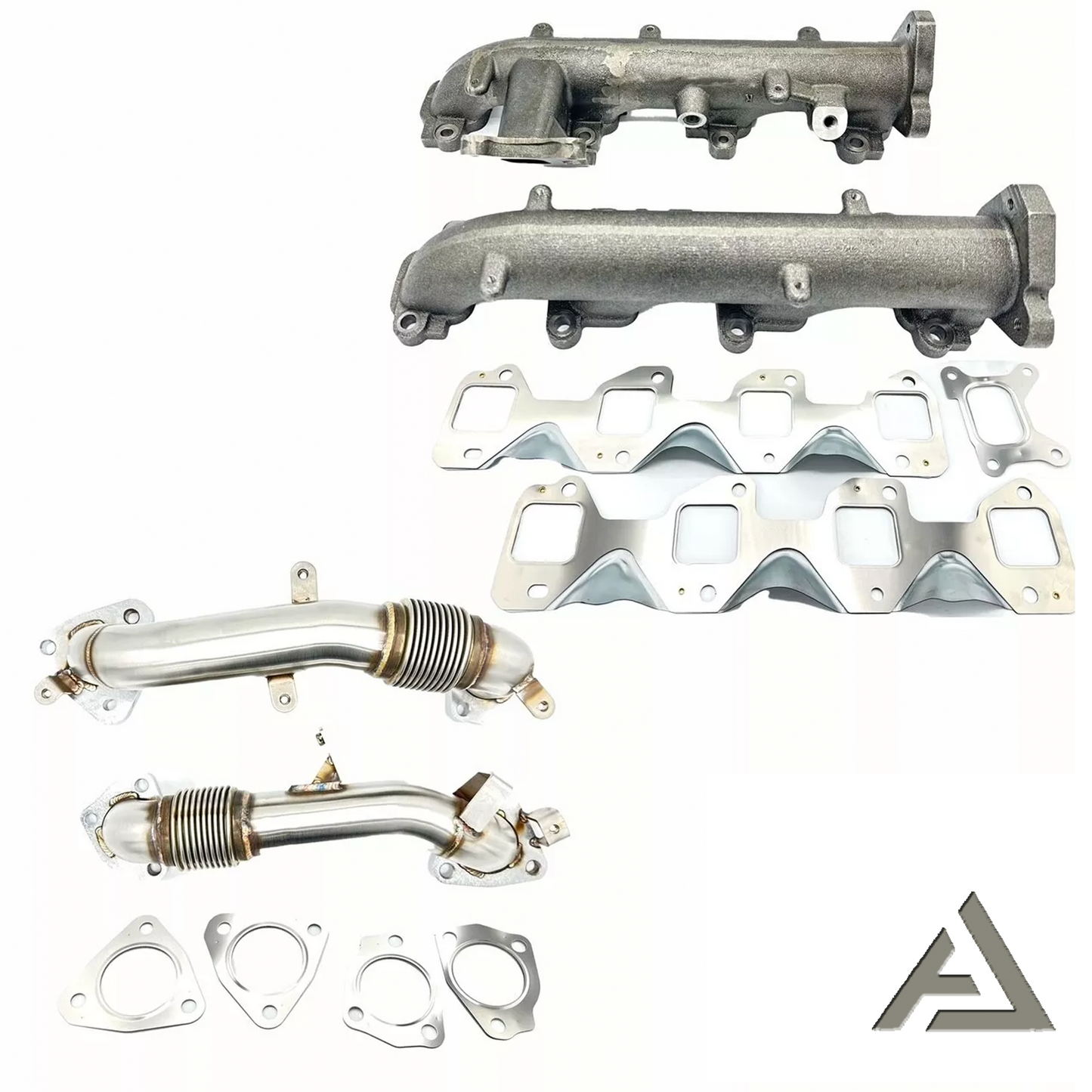 HIGH FLOW Exhaust Manifold & Up Pipes For 17-25 Chevy GMC 6.6 Duramax Diesel L5P