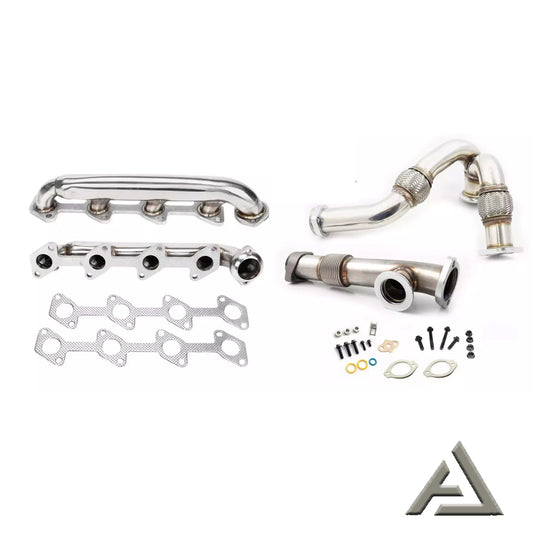 04-07 FOR Ford Powerstroke F250 F350 6.0 Stainless Exhaust Manifolds And Up Pipe