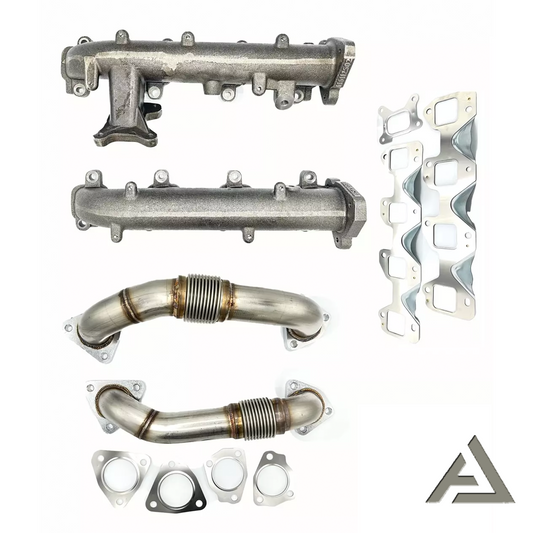 HIGH FLOW Exhaust Manifold & Up Pipes For 17-25 Chevy GMC 6.6 Duramax Diesel L5P