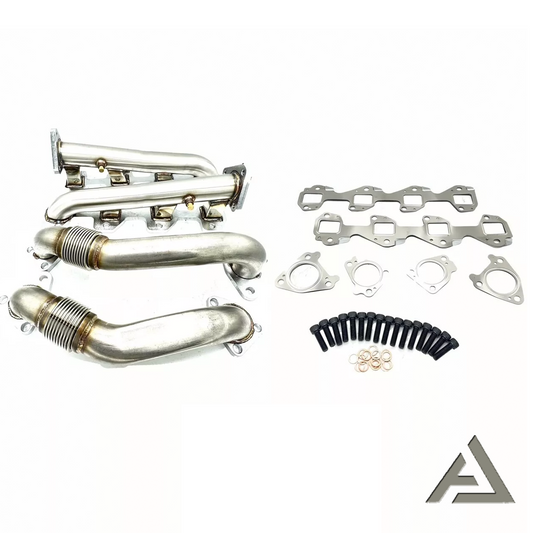 01-04 6.6L Chevy GMC Duramax Diesel 304SS Exhaust Manifolds & Up Pipes High Flow